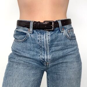 Vintage Weave Leather Belt Italian Calfskin Genuine Leather Minimal Neutral Chic